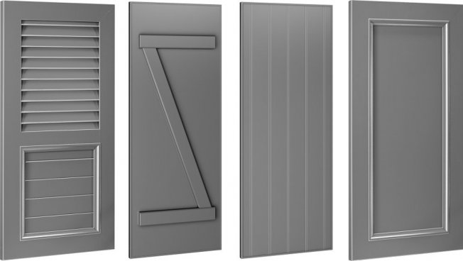Klappläden / Fensterläden aus Aluminium - geschlossene Modelle - unterschiedliche Klappladen-Varianten Bild: Ehret
